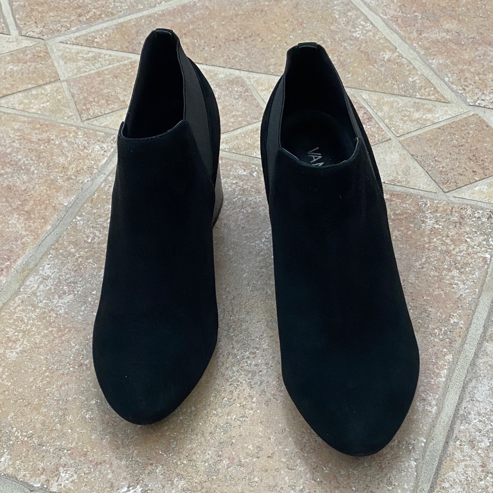 Vaneli Sleek Black Suede Ankle Booties